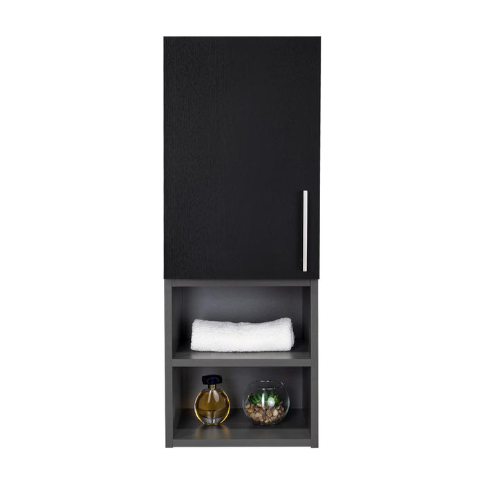 Gabinete de Baño Oporto, Wengue y Plata Oscuro, con espacio para guardar objetos de aseo personal