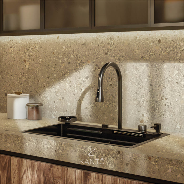 Lavaplatos brera de 75x46x22 en acero 304 color negro