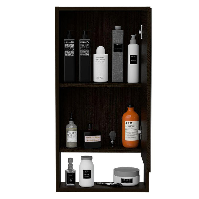 Gabinete de Baño Merín, Wengue, con Espejo y Tres Entrepaños  ZF
