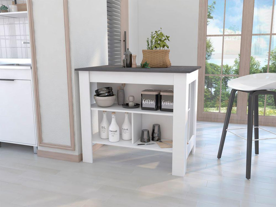 Barra de Cocina Cala, Blanco y Piedra, con Amplia Superficie En La Mesa ZF