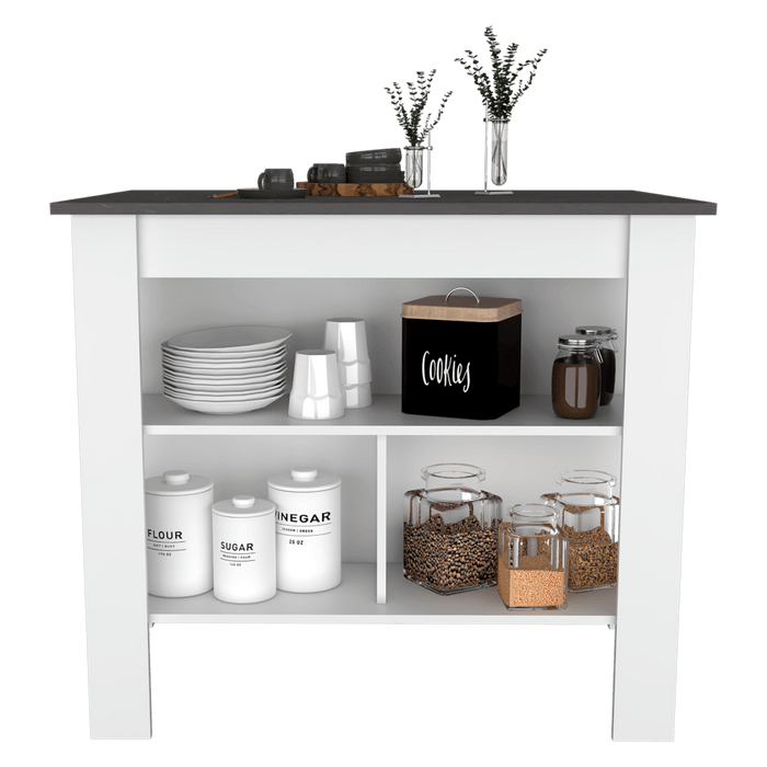 Barra de Cocina Cala, Blanco y Piedra, con Amplia Superficie En La Mesa ZF