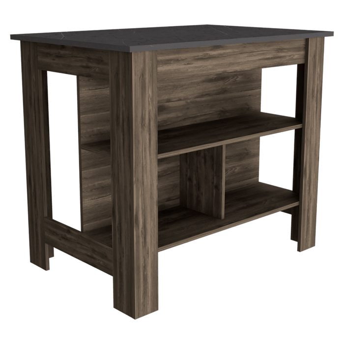 Barra de Cocina Cala, Nogal y Piedra, con Entrepaños ZF