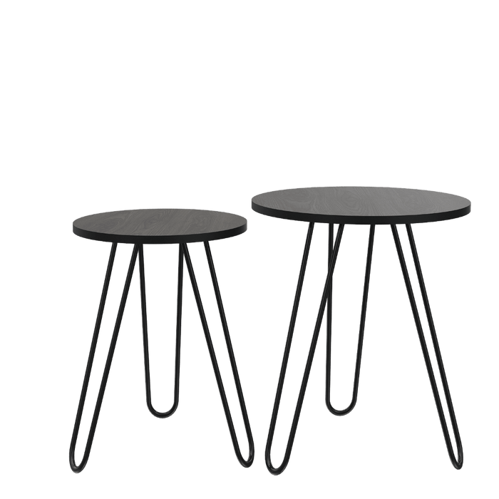Mesa Auxiliar Zumba, Chocolate y Wengue, con Patas Metálicas Ideal Para Ubicar Objetos Decorativos