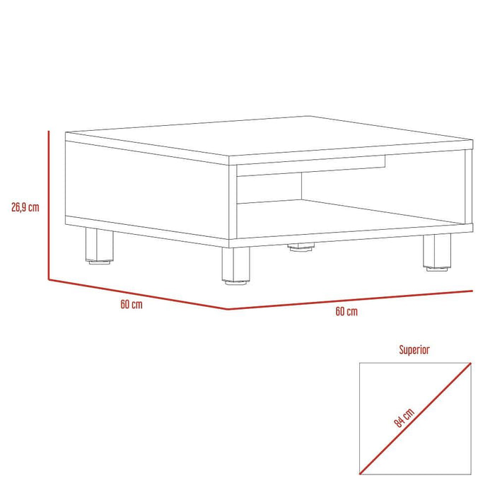 Mesa de Centro Pity, Blanco, con Patas En Acero Cromado