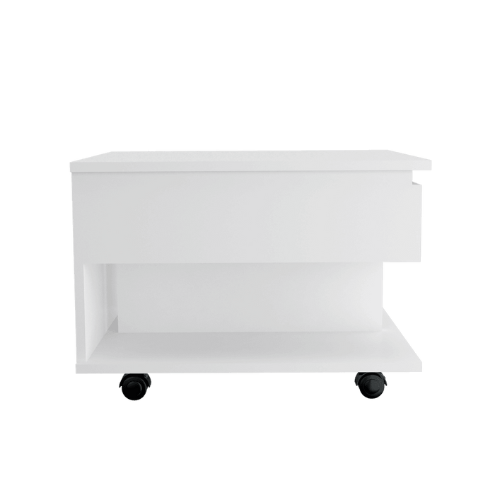 Mesa de Centro Salento, Blanco Nevado y Wengue, con Espacio Extensible y Rodachinas ZF