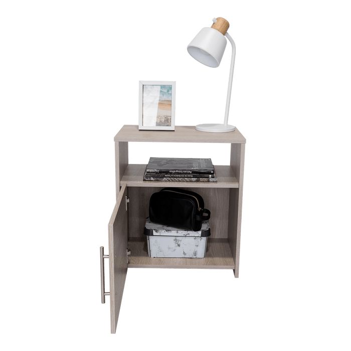 Mesa de Noche Brail, Humo, con Espacio Para Colocar Objetos Decorativos ZF