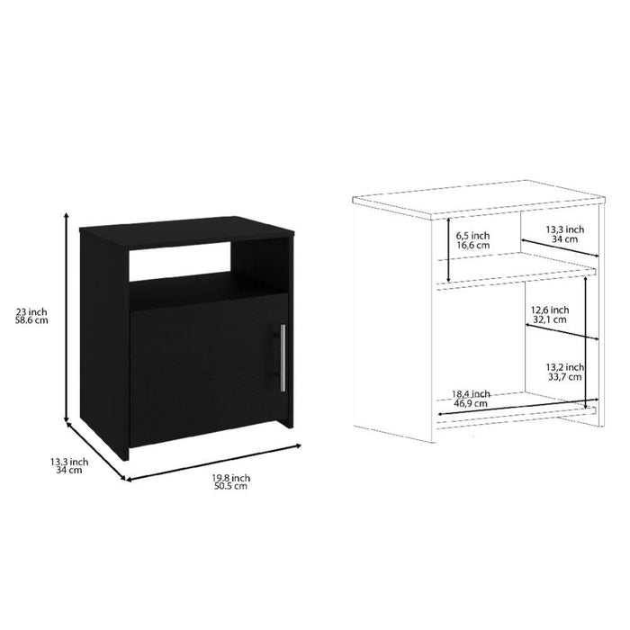 Mesa de Noche Nordik, Wengue, con Una Puerta Batiente ZF