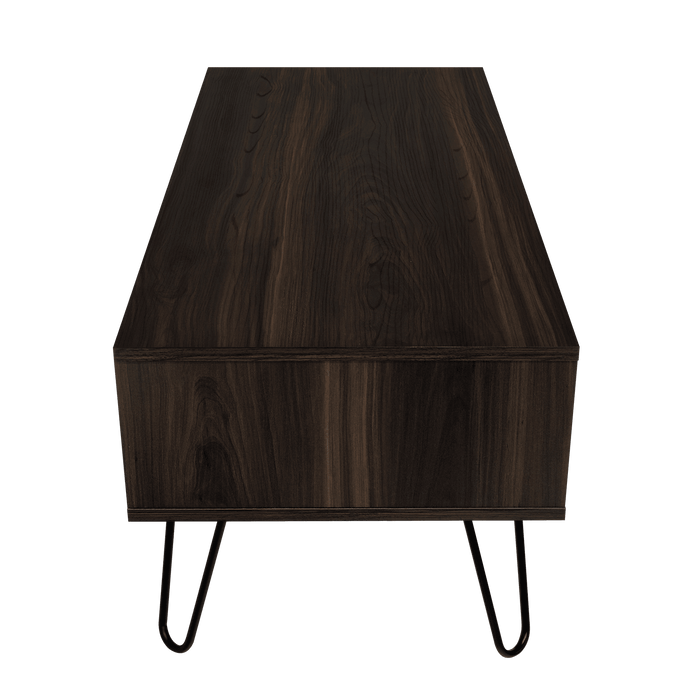 Mesa de Centro Lara, Caoba y Blanco, con Amplio Espacio y Patas de Acero