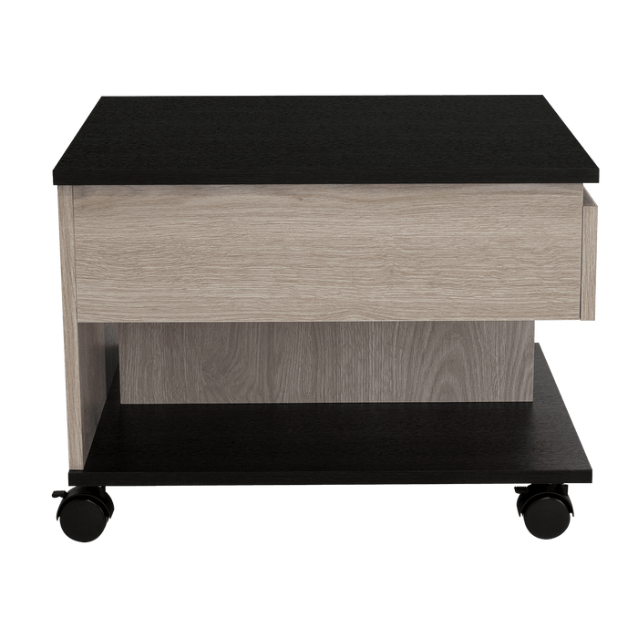 Mesa de Centro Salento, Humo y Wengue, con Un Cajón Interno Multiusos