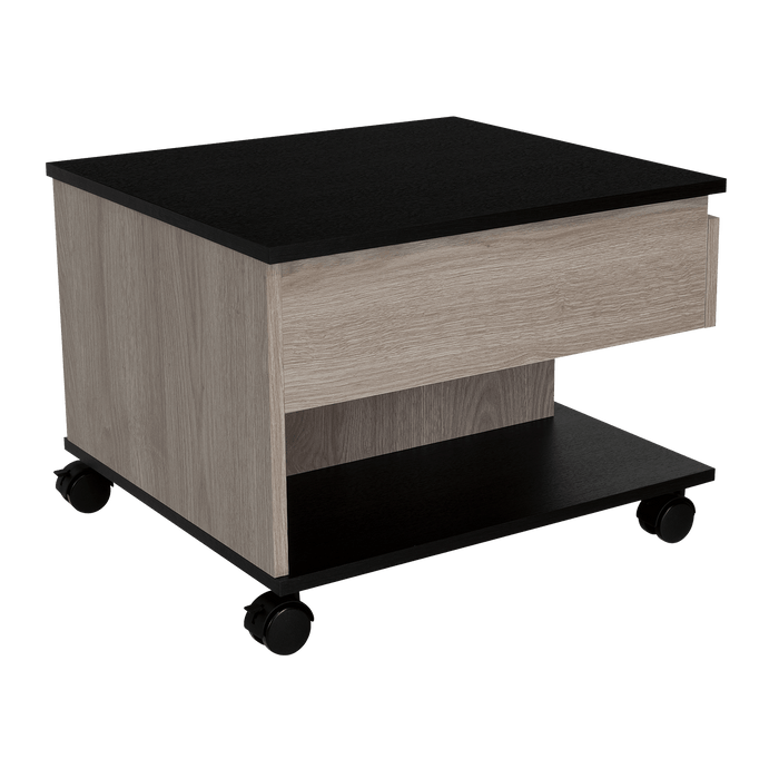 Mesa de Centro Salento, Humo y Wengue, con Un Cajón Interno Multiusos