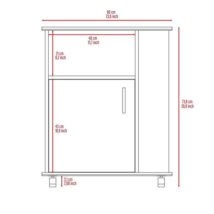 Módulo Microondas Lower, Blanco, con Una Puerta Abatible y Rodachinas Para Su Fácil Desplazamiento ZF