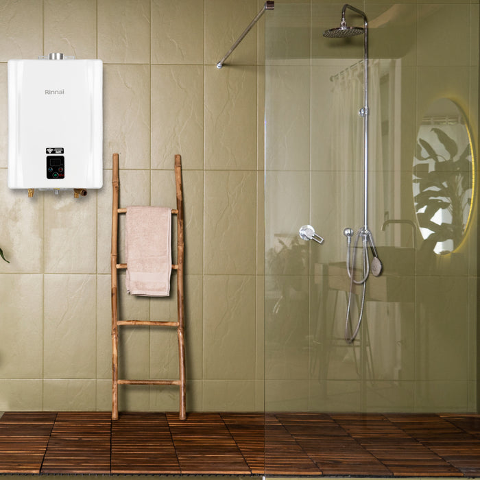 Calentador de paso a gas propano 17 litros marca Rinnai