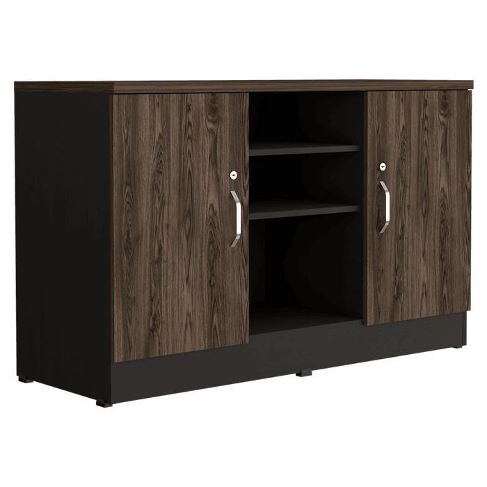 Mueble Auxiliar Recibidor Concept, Negro Soft y Chocolate, con Dos Puertas Batientes