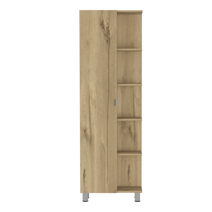 Mueble Esquinero Arán, Café Claro, con Variedad de Entrepaños