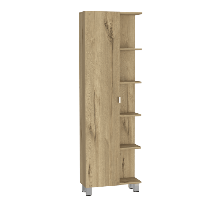 Mueble Esquinero Arán, Café Claro, con Variedad de Entrepaños