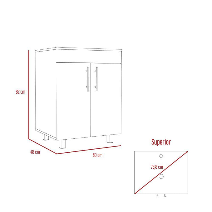 Mueble para Lavamanos Sorrent, Beige, con Dos Puertas Batientes