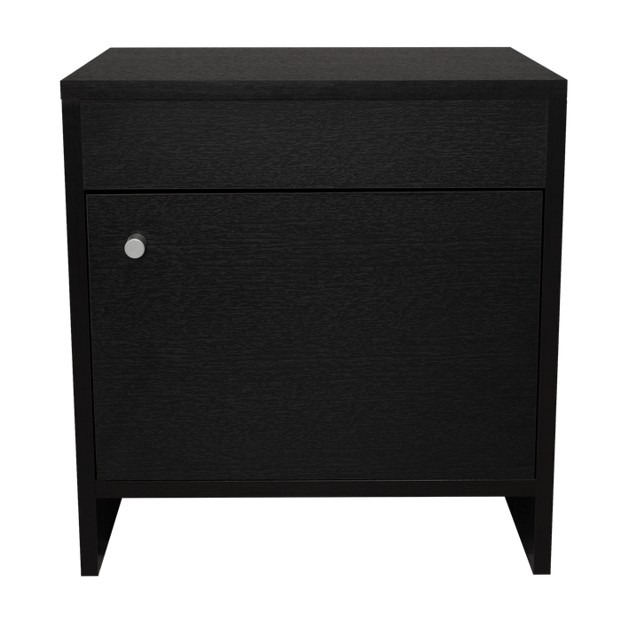 Mesa de Noche Tutto, Wengue, con Un Cajón Amplio Ideal Para Espacios Pequeños