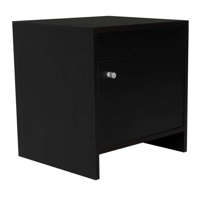 Mesa de Noche Tutto, Wengue, con Un Cajón Amplio Ideal Para Espacios Pequeños
