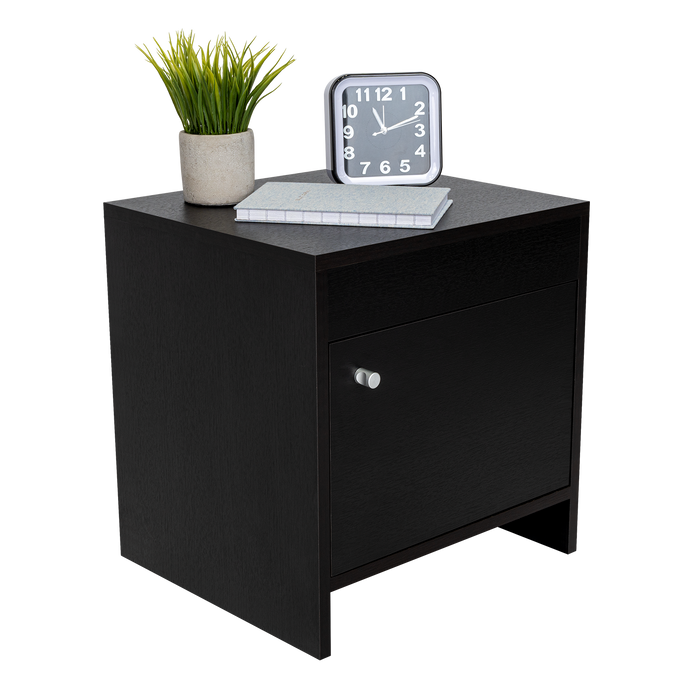 Mesa de Noche Tutto, Wengue, con Un Cajón Amplio Ideal Para Espacios Pequeños