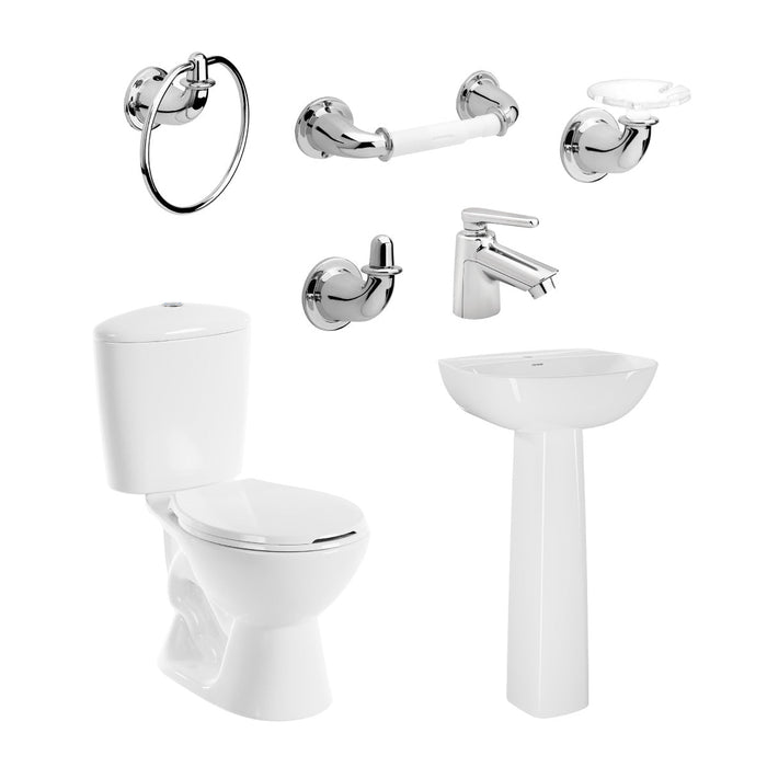 Combo manantial pro redondo botón con pedestal blanco marca corona