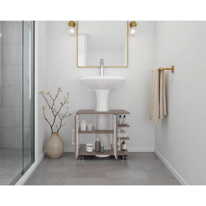 Mueble para Lavamanos Aqua, Avellana, con Rodachines Para Su Fácil Desplazamiento ZF