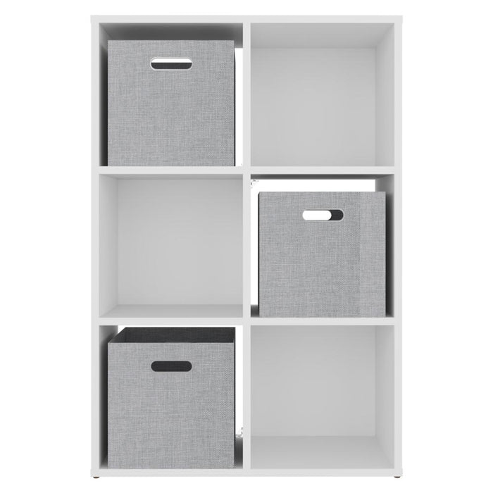 Biblioteca Cubica Lena 6, Blanco Duqueza, con 3 Cajas de Tela para Organizar Objetos ZF