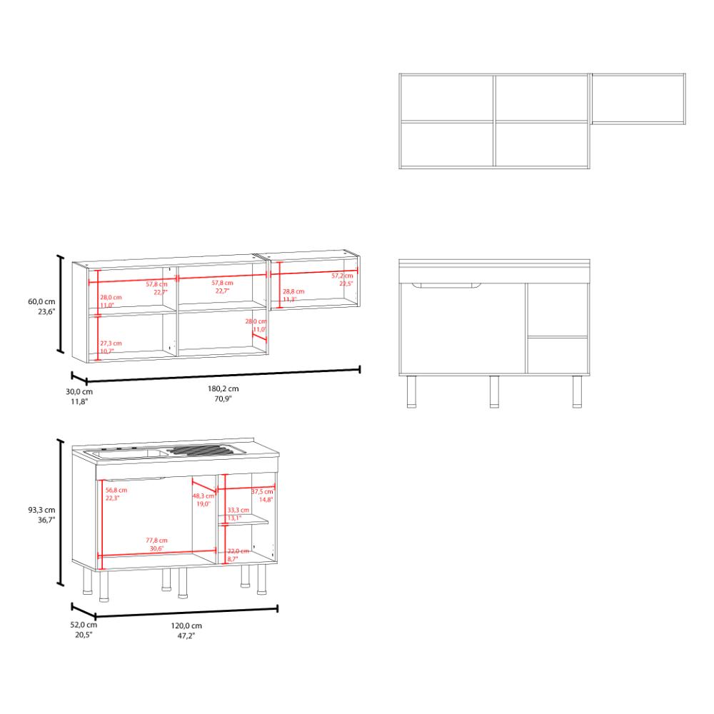 Cocina Integral Oceana, Kronos Blanco, Incluye Meson 118 cm ZF