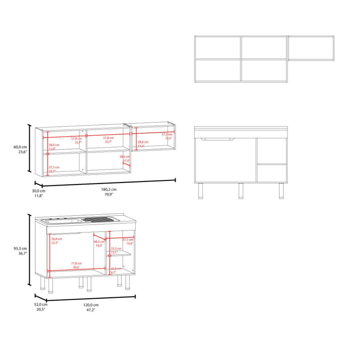 Cocina Integral Oceana, Kronos Blanco, Incluye Meson 118 cm ZF