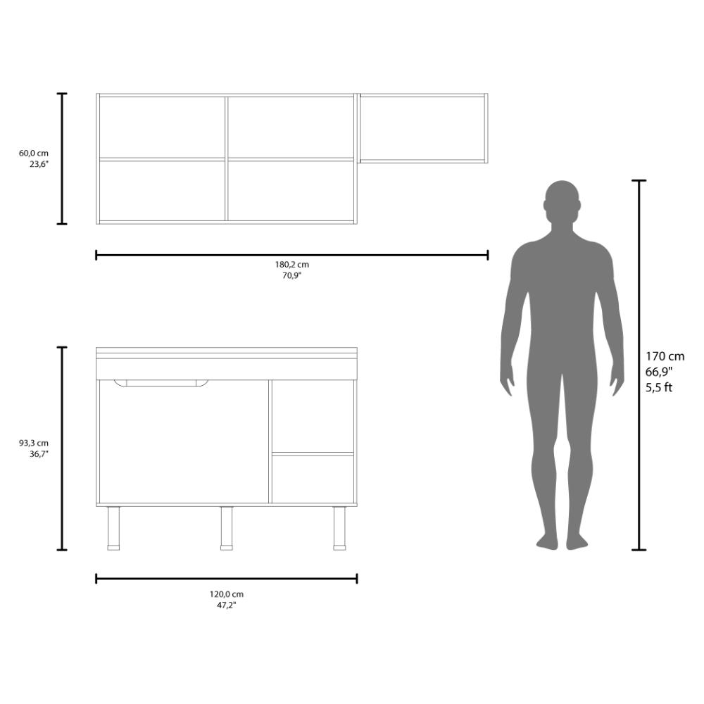 Cocina Integral Oceana, Kronos Blanco, Incluye Meson 118 cm ZF