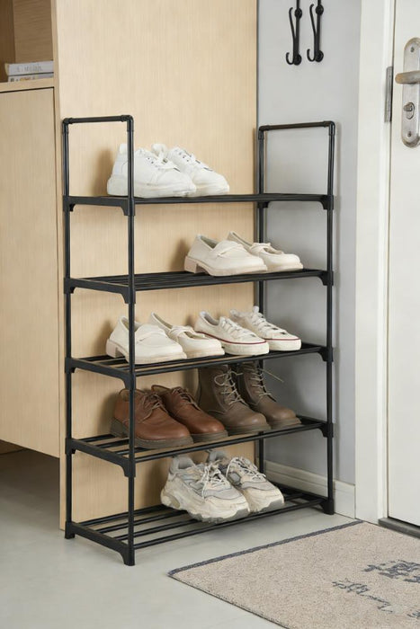 Zapatero Organizador Juna Eco, Negro, de 5 Niveles con Amplio Espacio para 15 Pares