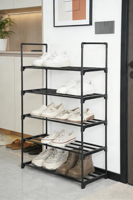 Zapatero Organizador Juna Eco, Negro, de 5 Niveles con Amplio Espacio para 15 Pares