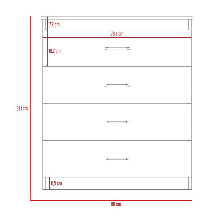 Organizador Marino, Wengue, con Cuatro Cajones Organizadores y Manijas Metálicas