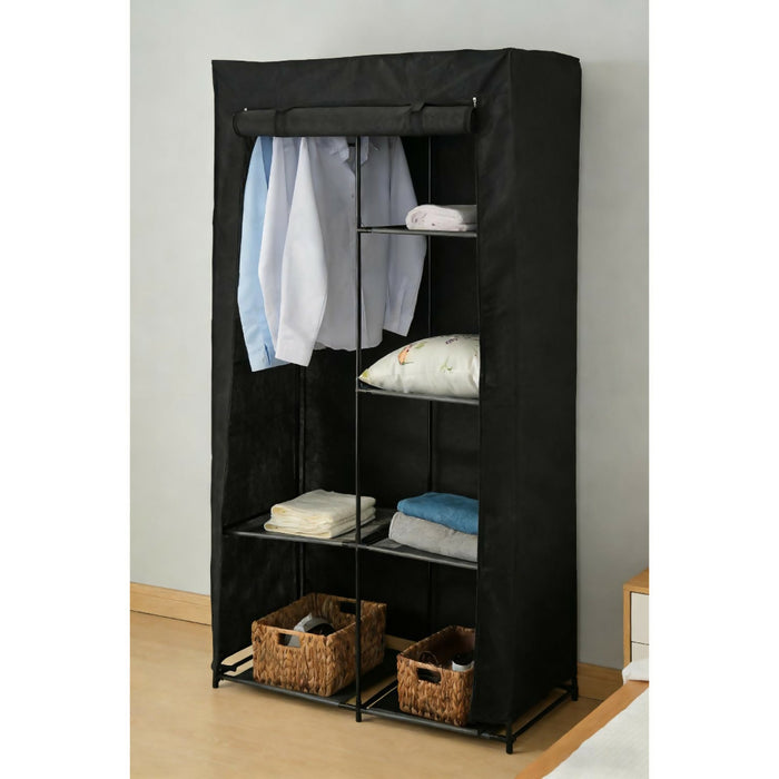 Clóset Organizador Ena, Negro, en Tela con Variedad de Entrepaños