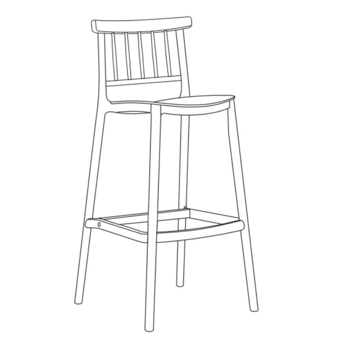 Silla para Bar Oxford, Gris, Con espaldar en barras y diseño minimalista
