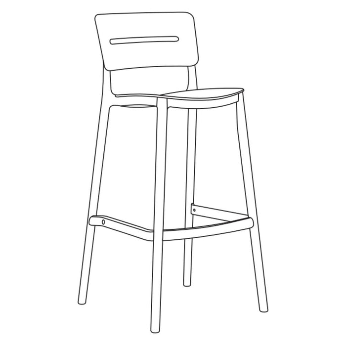 Silla para Bar Manila, Negro, Con espaldar rectangular y diseño Moderno