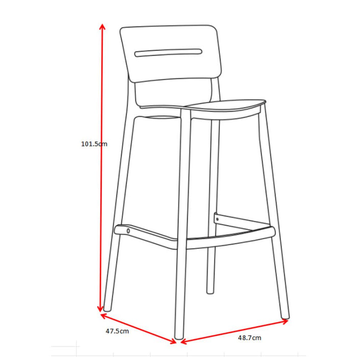 Silla para Bar Manila, Negro, Con espaldar rectangular y diseño Moderno