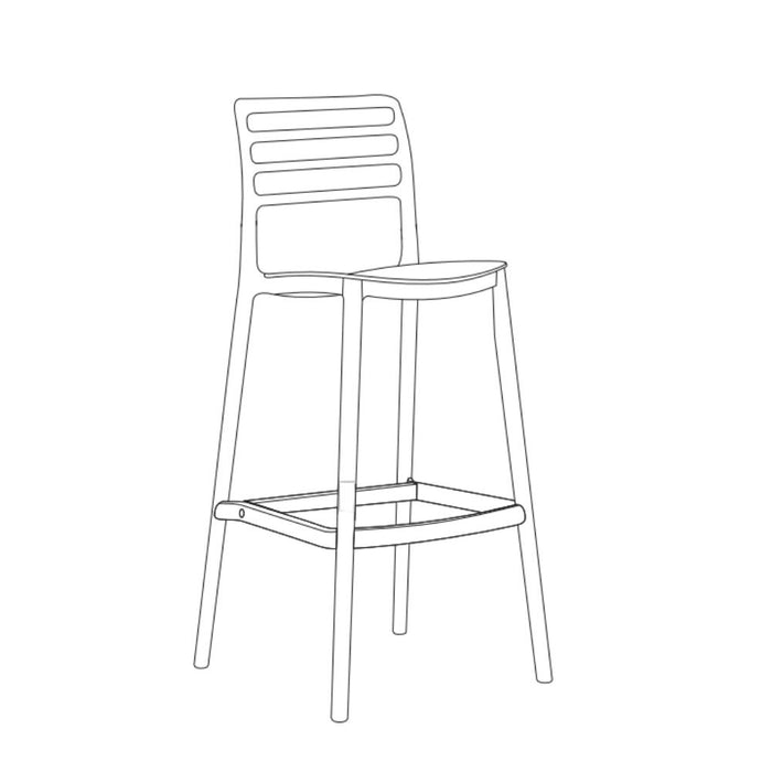 Silla para Bar Palawan, Negro, Con espaldar abierto y diseño minimalista
