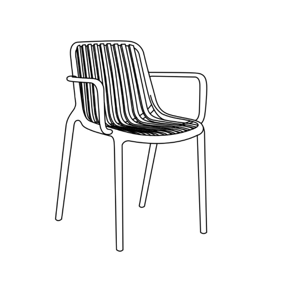 Silla Parma, Negro, Con espaldar en rayas y diseño minimalista