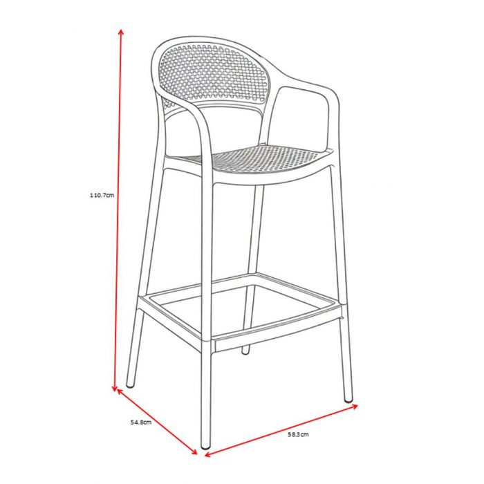 Silla para Bar Curitiva, Taupe, Con espaldar traspirable y diseño Minimalista
