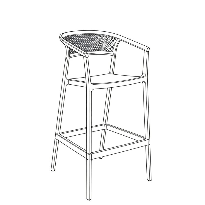 Silla para Bar Salvador, Taupe, Con espaldar en malla y diseño Moderno