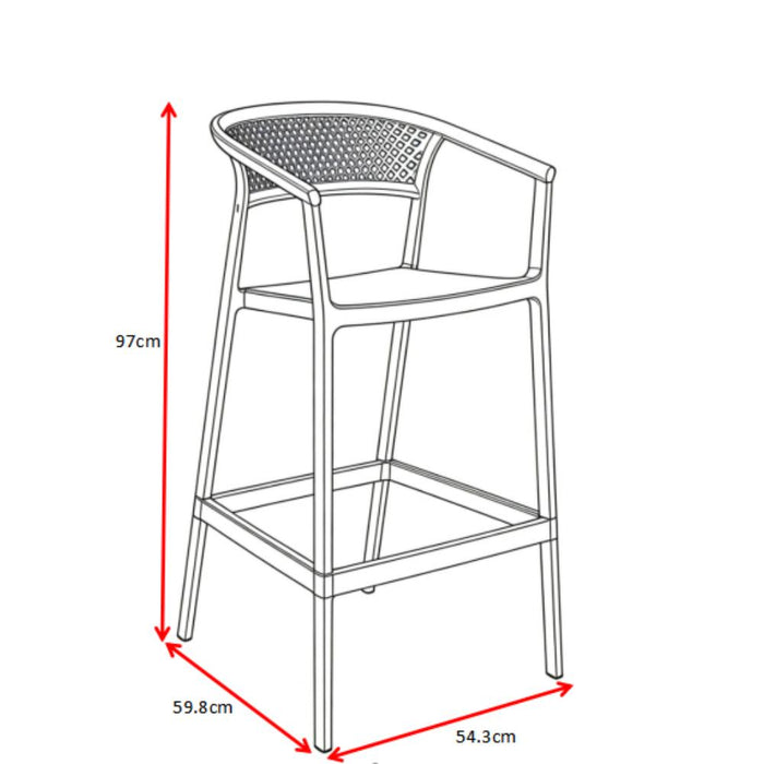 Silla para Bar Salvador, Taupe, Con espaldar en malla y diseño Moderno