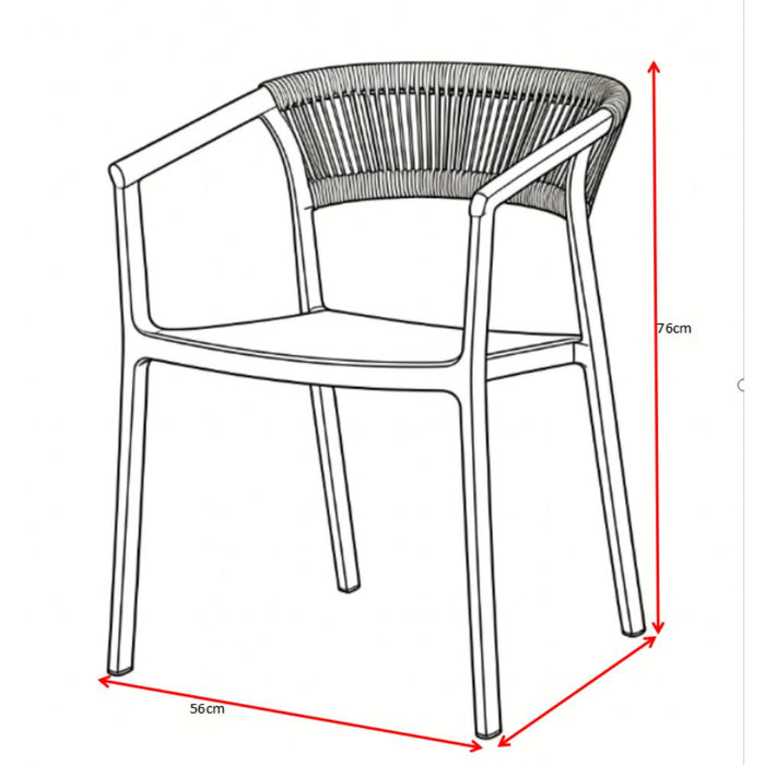 Silla Bali, Gris, Con espaldar en cuerdas y diseño Moderno