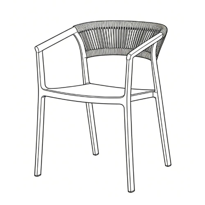 Silla Bali, Gris, Con espaldar en cuerdas y diseño Moderno