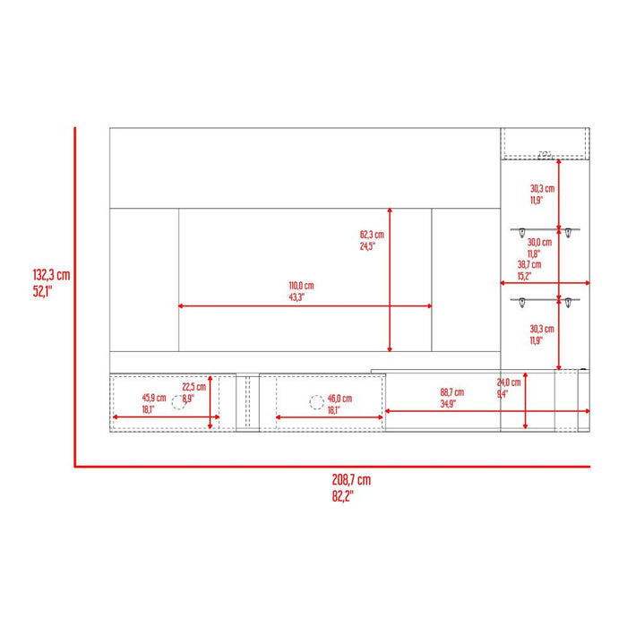 Panel de Tv Isolde, Capri y Fresno Europeo, con Espacio Para Televisor de Hasta 70 Pulgadas