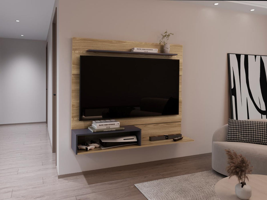 Panel de Tv Beijing, Fresno Europeo y  Azul Kronos, con espacio para tv 55"