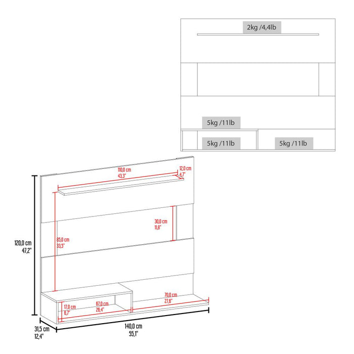 Panel de Tv Ascher, Blanco, con Espacio Para Televisor de Hasta 55 Pulgadas ZF