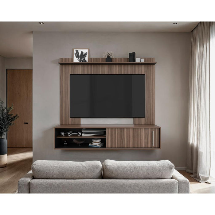 Panel de Tv Montano, Avellana y Wengue, con Espacio Para Televisor de Hasta 60 Pulgadas