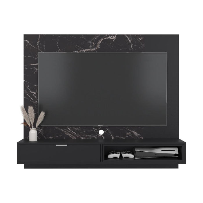 Panel de Tv Mirabella, Mamba y Wengue, con espacio para televisor de 60 pulagas