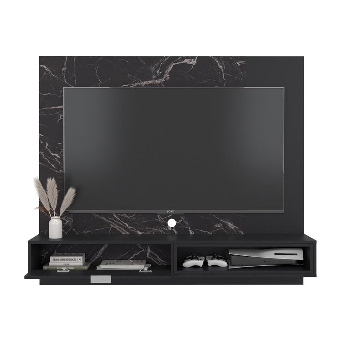 Panel de Tv Mirabella, Mamba y Wengue, con espacio para televisor de 60 pulagas