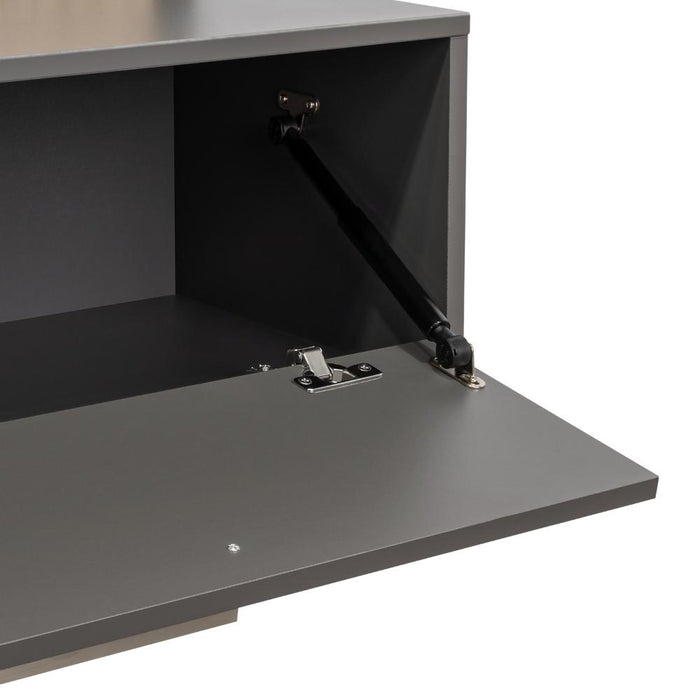 Panel de Tv Hober, Plata Oscuro y Bardolino, Con espacio para televisor desde 55" hasta 70"